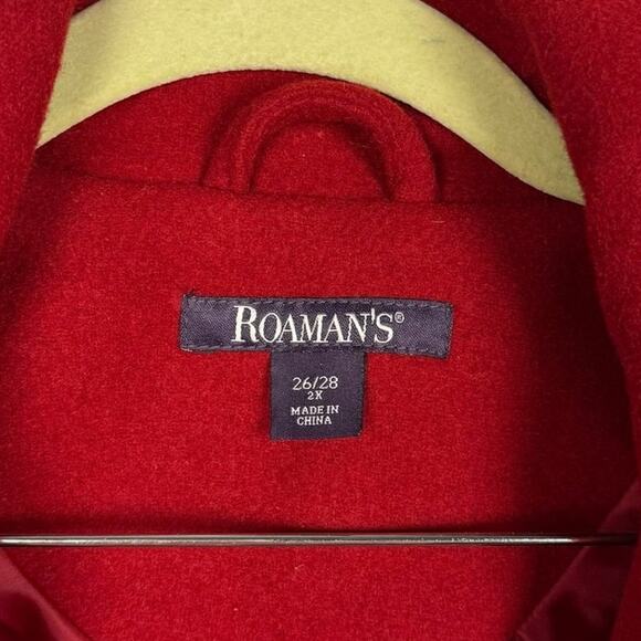 New Roaman's Red Classic Wool Blend Flare Out Pea Coat Sz 2X 26/28 Formal Preppy - Picture 4 of 11